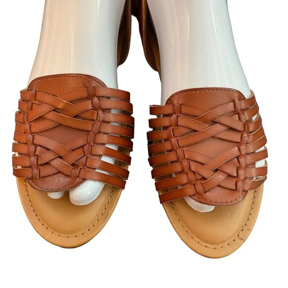 Time and Tru Herarche Sandals Women's Size 7 Brown Memory Foam Flat Shoes NWOT - Picture 4 of 7